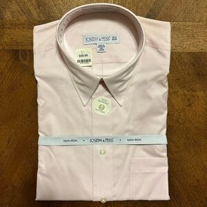 NWT VINTAGE JOSEPH & Feiss Pink Men’s 80s 2-Ply Button-Up Shirt Sz 15.5.  32/33